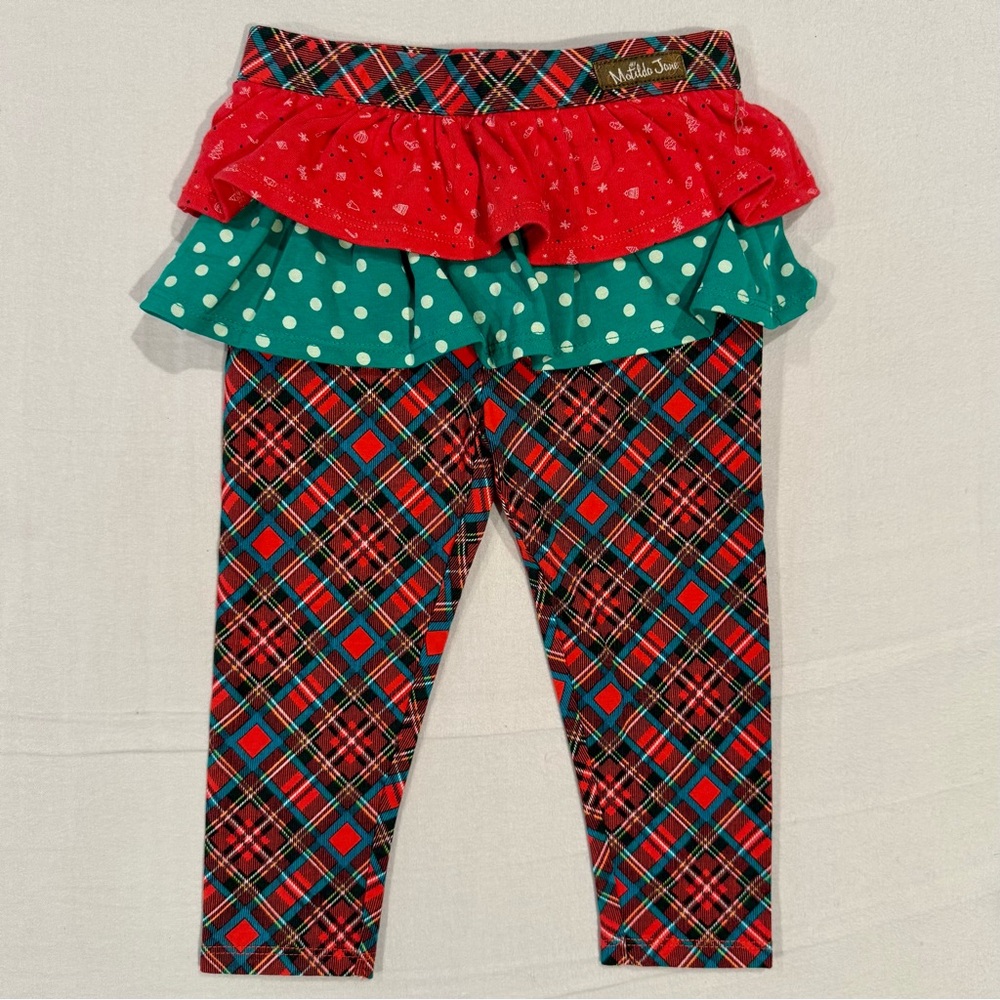 New Matilda Jane Skirted Leggings Girls 12-18M Run Run Rudolph Ruffles Christmas - Picture 5 of 6